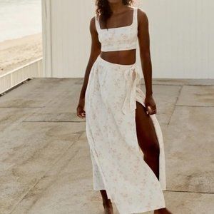 Reformation Palm Linen Two-Piece Set - Riso - NWT Never Worn - Size 6